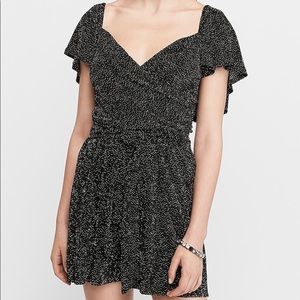Express Pleated Romper Black & White Polka Dot